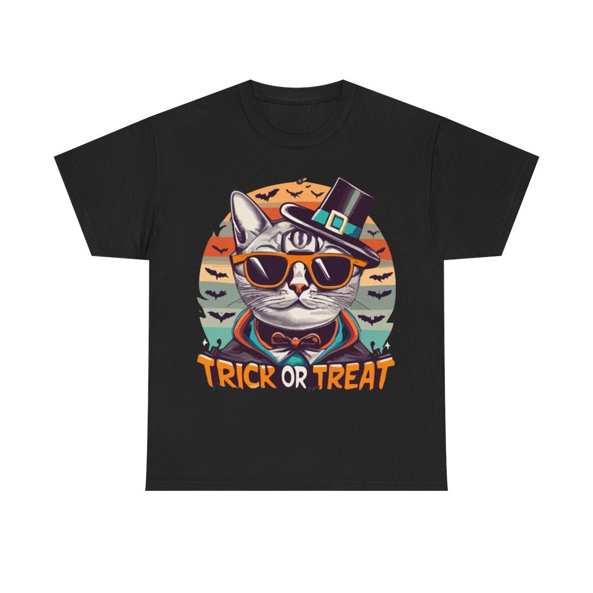 Halloween Cat Black Tee - MindPrinter