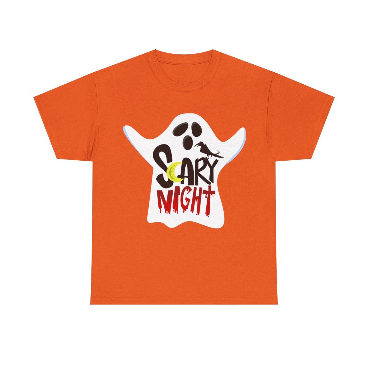 Orange Scary Night Ghost Tee - MindPrinter